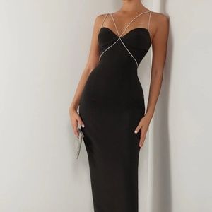 Heiress Beverly Hills Black diamante strap cutout maxi dress